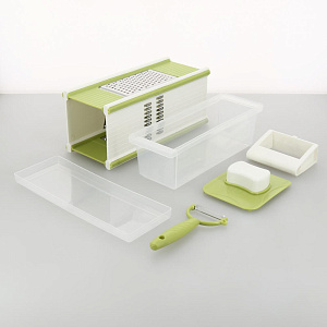 Терка APOLLO "Tower" (4 режущие поверхности+держатель д/продуктов +хранение+контейнер+овощечистка) пищевой пластик ABS НЖС 304 НЖС 201 TWR-20 000000000001201031