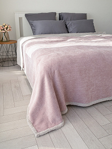 Плед 200x220см DE'NASTIA twinsoft сиреневый/серый шенилл/шерпа полиэстер 000000000001229832