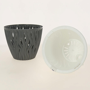 Кашпо со вставкой Вдохновение 2,25л цвет Серый 18612 артикул КШ-5412 пластик 000000000001194620