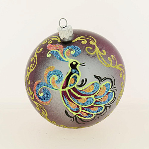 Декоративное украшение 10см Шар 5 БИРЮСИНКА Павлин стекло 000000000001129581