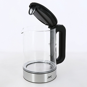 Чайник электрический 1,7л 2200Вт JVC светодиодная подсветка фильтр от накипи защита от включения без воды автоотключение вращение на 360°C стекло 000000000001214153