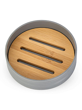 Мыльница 10,5х2,7см серый полипропилен/бамбук 000000000001226614