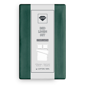 Комплект постельного белья 2сп 70х70см-2шт LUCKY изумрудно-зеленый страйп-сатин хлопок 000000000001218147