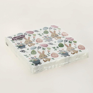 Салфетки бумажные 2 слоя 15 листов PLUSHE Пасхальный кролик 000000000001204668