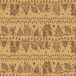 Бумага упаковочная крафт 70х100см ИНТЕРПАК Домики 000000000001215335