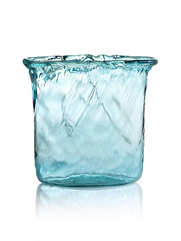 Ваза декоративная 2,5л 21,5x8x25см DE'NASTIA Египет волнистый край ручная работа голубой стекло 000000000001220901