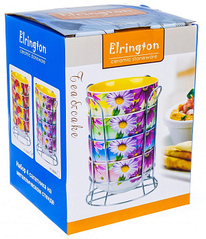 Набор салатников 4шт 560мл ХРИЗАНТЕМА металлический стенд керамика 000000000001178507