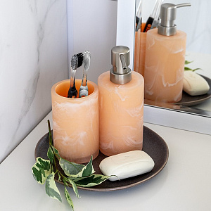 Диспенсер для жидкого мыла DE'NASTIA мрамор розовый полирезина 000000000001213505