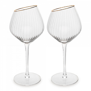 Набор бокалов для красного вина 2шт 600мл LUCKY Plessir с золотом стекло 000000000001217420