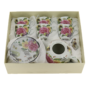 Набор чайный (13) 6 чашек 250мл+6 блюдец+чайник 1000мл, подар.уп ,CM-F13-SGB-011 000000000001170022