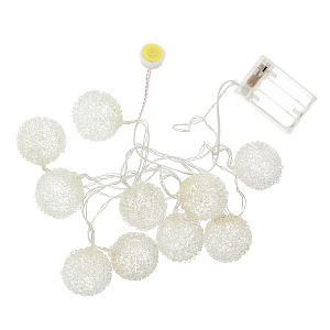 Гирлянда светодиодная с декоративными шариками Восторг света Glos, 10 шт. 000000000001138734
