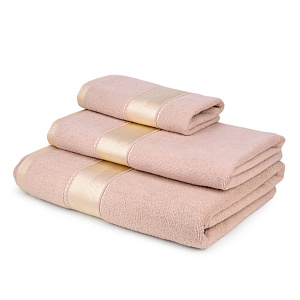 Полотенце махровое 70х130см LUCKY атласный бордюр бежевый хлопок 100% 000000000001208675