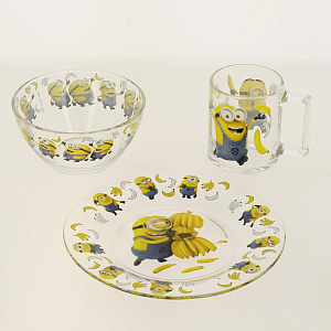 МИНЬОНЫ Набор для завтрака 3 предмета ОСЗ стекло 000000000001186724