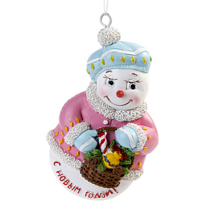 Декоративное украшение 4,5х1,7х7,5см ФЕНИКС-ПРЕЗЕНТ Снеговик с корзинкой 000000000001179837