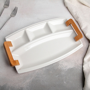 Менажница 4 ячейки 36,5х23х4,5см Эстет белый керамика 000000000001210819