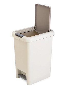 Контейнер для мусора 30,5х22х39,5см 15л LUCKY с педалью бело-серый пластик 000000000001229577