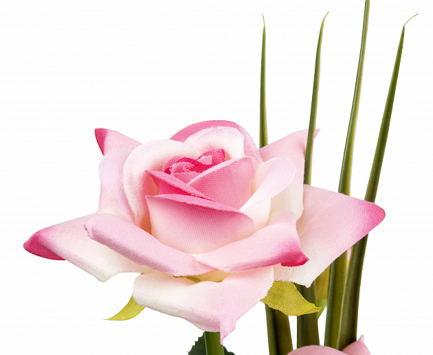 Цветок искуственный Роза в горшке 29см пластик 000000000001217051