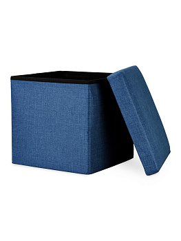 Пуфик складной 30х30х30см куб синий рогожка 000000000001226405