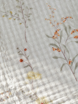 Плед 200x220см DE'NASTIA Цветы белый полиэстер 000000000001229898