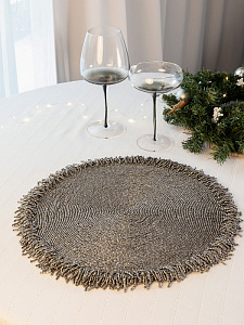 Салфетка сервировочная 35см DE'NASTIA с бахромой серый бисер 000000000001229584