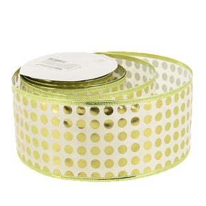 Украшение новогоднее Декоративная лента 6,3смх9м Горох полиэстер 000000000001208637