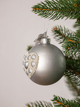 Украшение декоративное Шар 1шт 10см DARLENS серебро стекло 000000000001209972