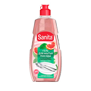 Гель для мытья посуды 450мл SANITA Грейпфрут + мята от засохшей пищи и жира 000000000001215871