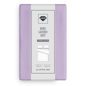 Комплект постельного белья Евро 50х70см-2шт LUCKY лавандовый страйп-сатин хлопок 000000000001218130
