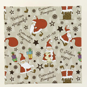 Коробка подарочная 15x15x5см РУТАУПАК Веселый Санта квадратная 000000000001208364