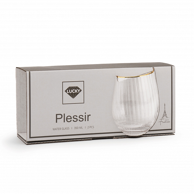Набор стаканов для воды 2шт 350мл LUCKY Plessir с золотом стекло 000000000001217422