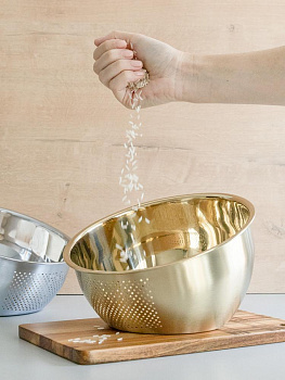 Дуршлаг 22x15x8см DE'NASTIA светло-золотистый нержавеющая сталь Дуршлаг 22x15x8см DE'NASTIA светло-золотистый нержавеющая сталь 000000000001227997