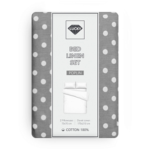 Комплект постельного белья 2,0сп LUCKY ГОРОШЕК (пододеяльник, наволочки 70х70см-2шт) темно-серый поплин хлопок-100% 000000000001215991