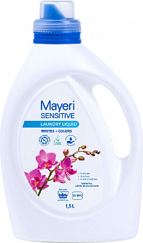 Экологичный гель для стирки белого и цветного белья Mayeri 1,5 л. для аллергиков, асматиков, людей с чувствительной кожей, без фосфа 000000000001195420