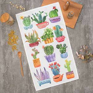 Полотенце "Этель" Кактусы 40х73см,100%хл,саржа190гр/м2 4136482 000000000001188296