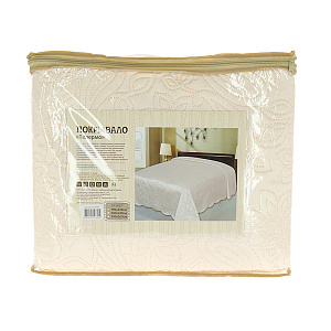 Покрывало 190х220см DE'NASTIA Палермо двустороннее атласное/матовое молочное 100% полиэстер 000000000001121086