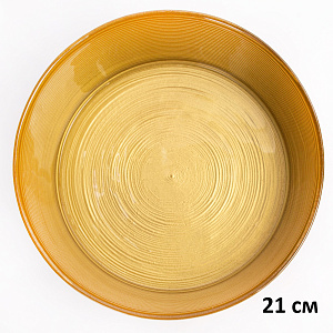 Салатник 21см GLASSCOM прямые бортики золото стекло 000000000001211818