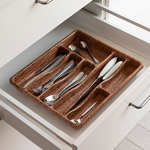 Органайзер для столовых приборов 36x31,5x5см LUCKY рисунок под дерево коричневый пластик 000000000001218801
