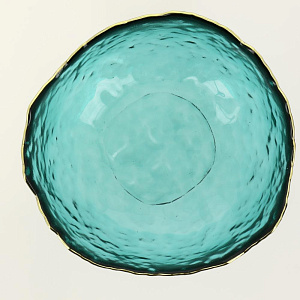 Салатник 13см/350мл LUCKY маленький зеленый с золотой каймой стекло 000000000001208541