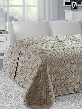 Покрывало 200х240см DE'NASTIA Ромб стоунвош 3слоя коричневое жаккард 55% хлопок 45% полиэстер 000000000001201602