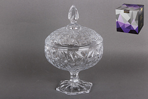 Ваза с крышкой на ножке 16см гранение стекло DSTG1040 000000000001196886