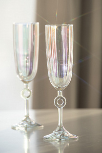 Набор бокалов для шампанского 2шт 150мл DE'NASTIA Тиффани розовый стекло 000000000001216298
