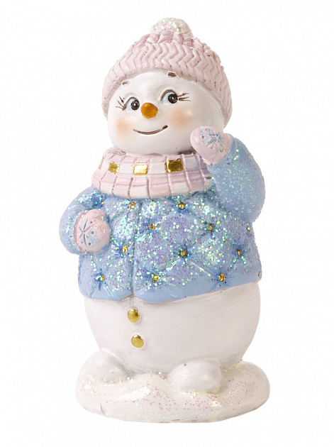 Новогодняя фигурка Стёганный Снеговик из полирезины / 9x5x4,5см арт.80322 000000000001191427