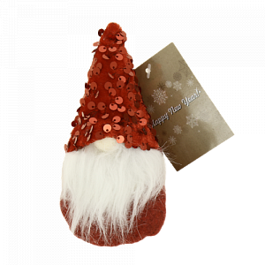 Декоративное украшение Дед мороз с бородой с пайетками 7,5х14см MANDARIN полиэстер 000000000001209337