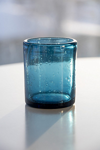 Стакан 450мл LUCKY с пузырьками синий стекло 000000000001216188