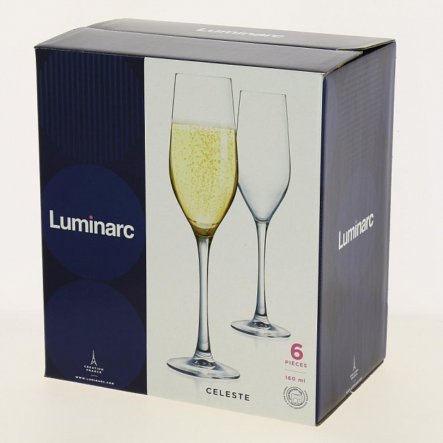 СЕЛЕСТ Набор фужеров для шампанского 6шт 160мл LUMINARC стекло  L5829 000000000001169154