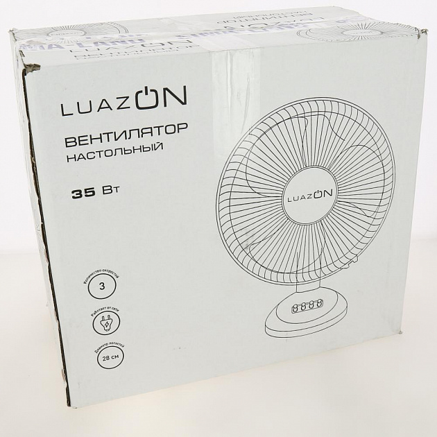 Вентилятор LUAZON HOME LOF-03 настольный 35Вт 28см 3 режима бело-синий 4021012 000000000001205703