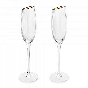 Набор фужеров для шампанского 2шт 160мл LUCKY Plessir с золотом стекло 000000000001217421