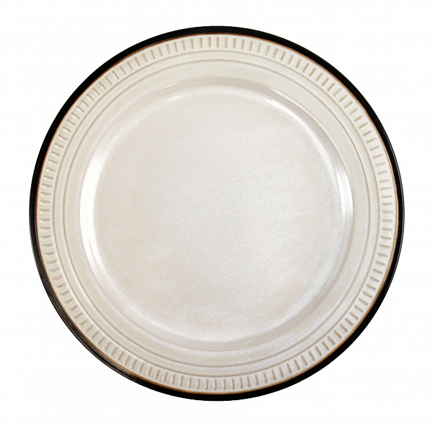 Тарелка обеденная 26,5см NINGBO Орнамент белый/черная полоса керамика 000000000001217639