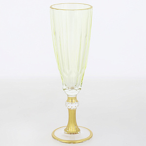 Фужер для шампанского 1шт 300мл с золотом желтый стекло 000000000001214030