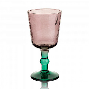 Бокал для вина 275мл 8,5x8,5x16,5см DE'NASTIA КУБОК конус ручная работа фиолетовый/зеленый стекло 000000000001221591